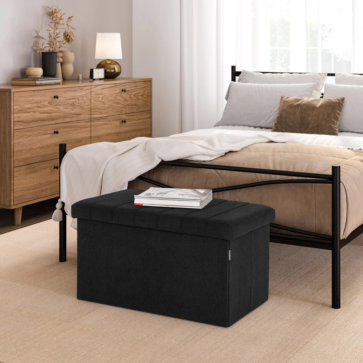 Seville Classics Boucle Foldable Storage Trunk - Image 3