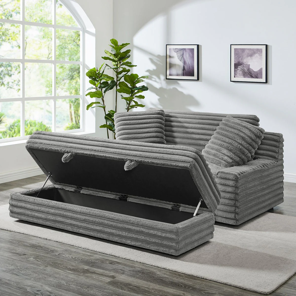 Thomasville Wills Fabric Oversize Chair and Storage Ottoman - Image 4
