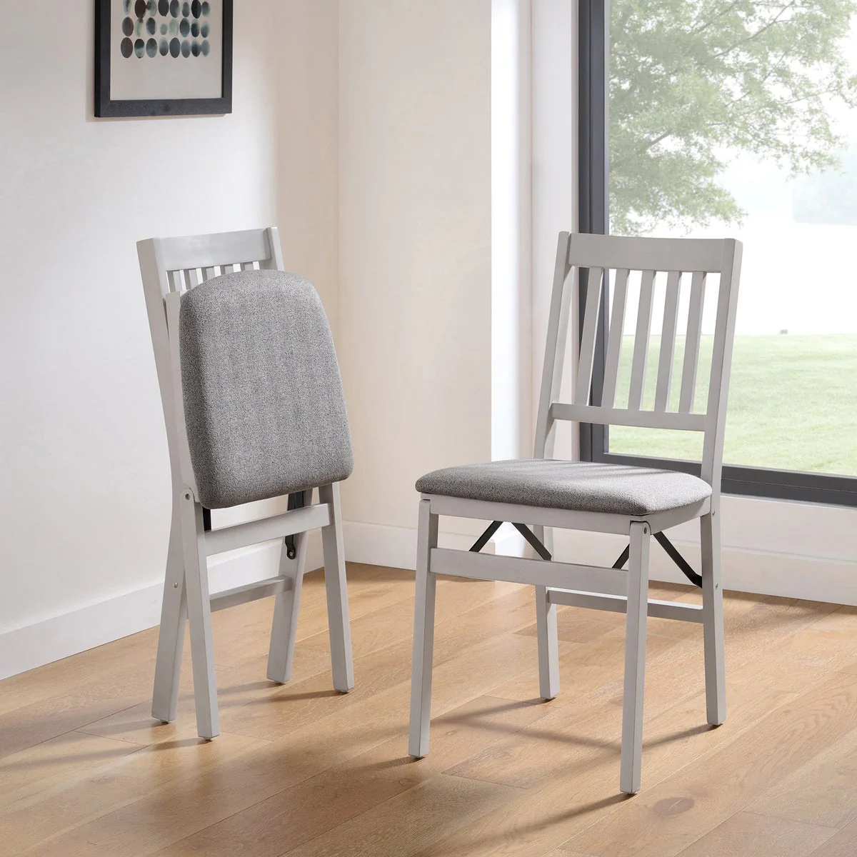 Stakmore Wood Upholstered Folding Chair, 2-pack - Image 5
