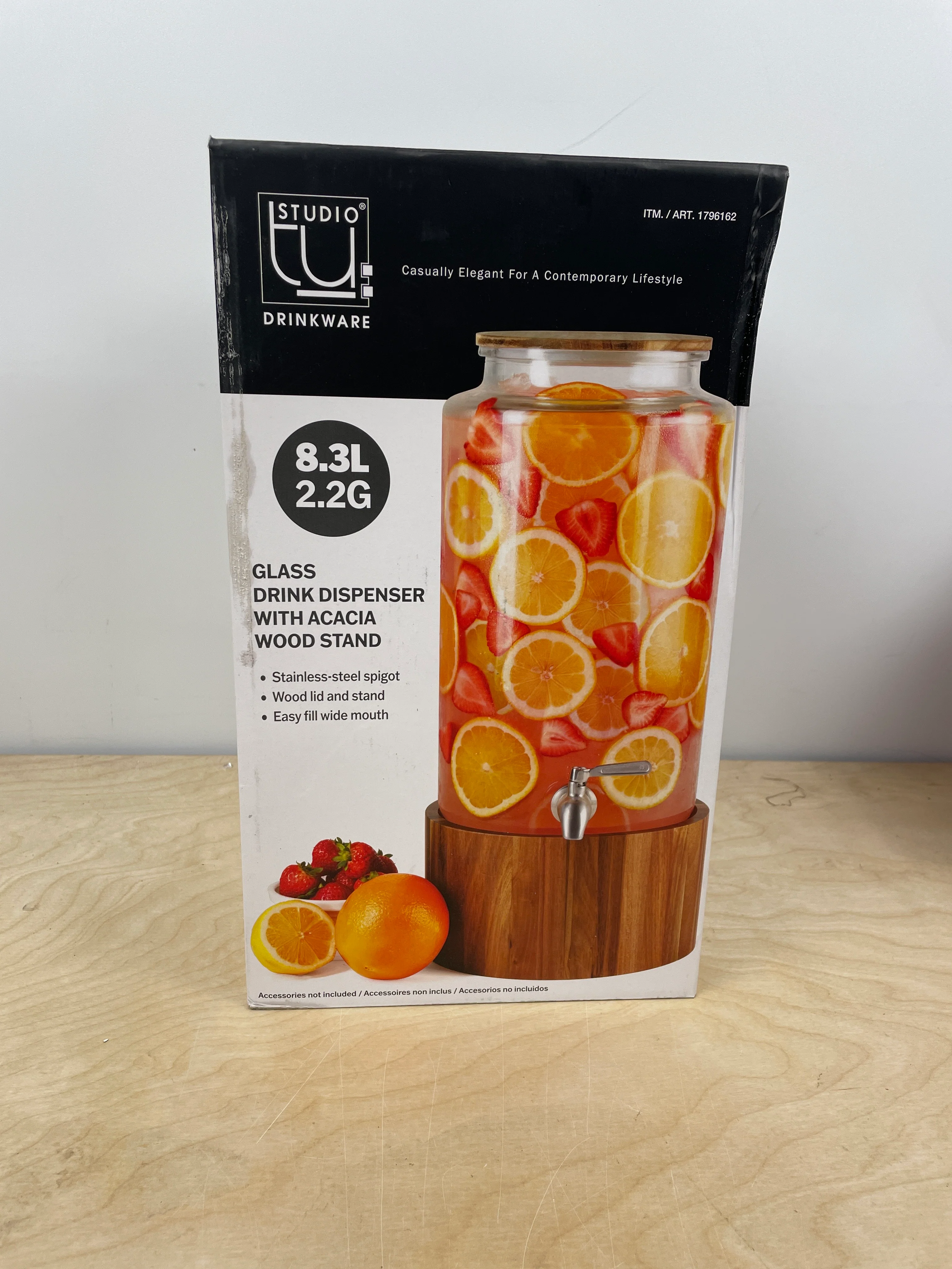 The Studio Tu Glass Drink Dispanser with acacia wood stand - Image 5