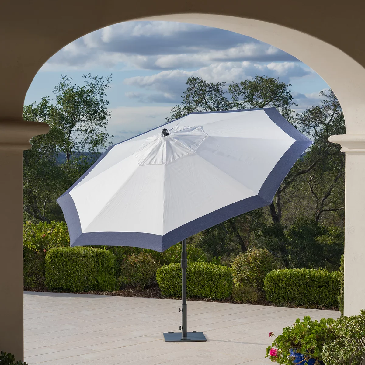 SunVilla, 11 ft. Umbrella with Blue Trim