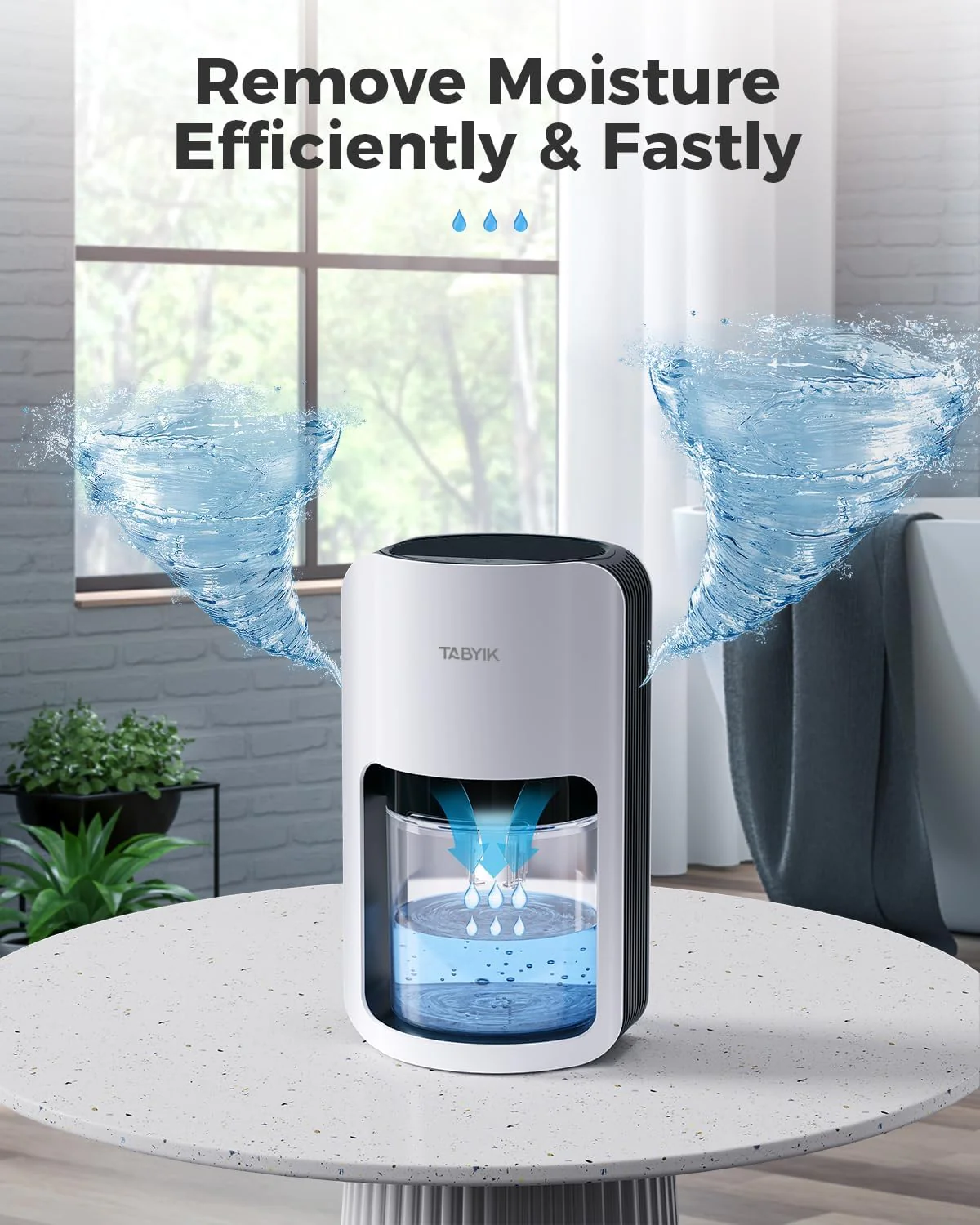 TABYIK Dehumidifiers for Home, 42oz Dehumidifier for Bathroom, Dehumidifiers for Room with Auto Shut Off, Auto Defrost Quiet Dehumidifiers for Bedroom Wardrobe Closet Trailer RV - Image 8