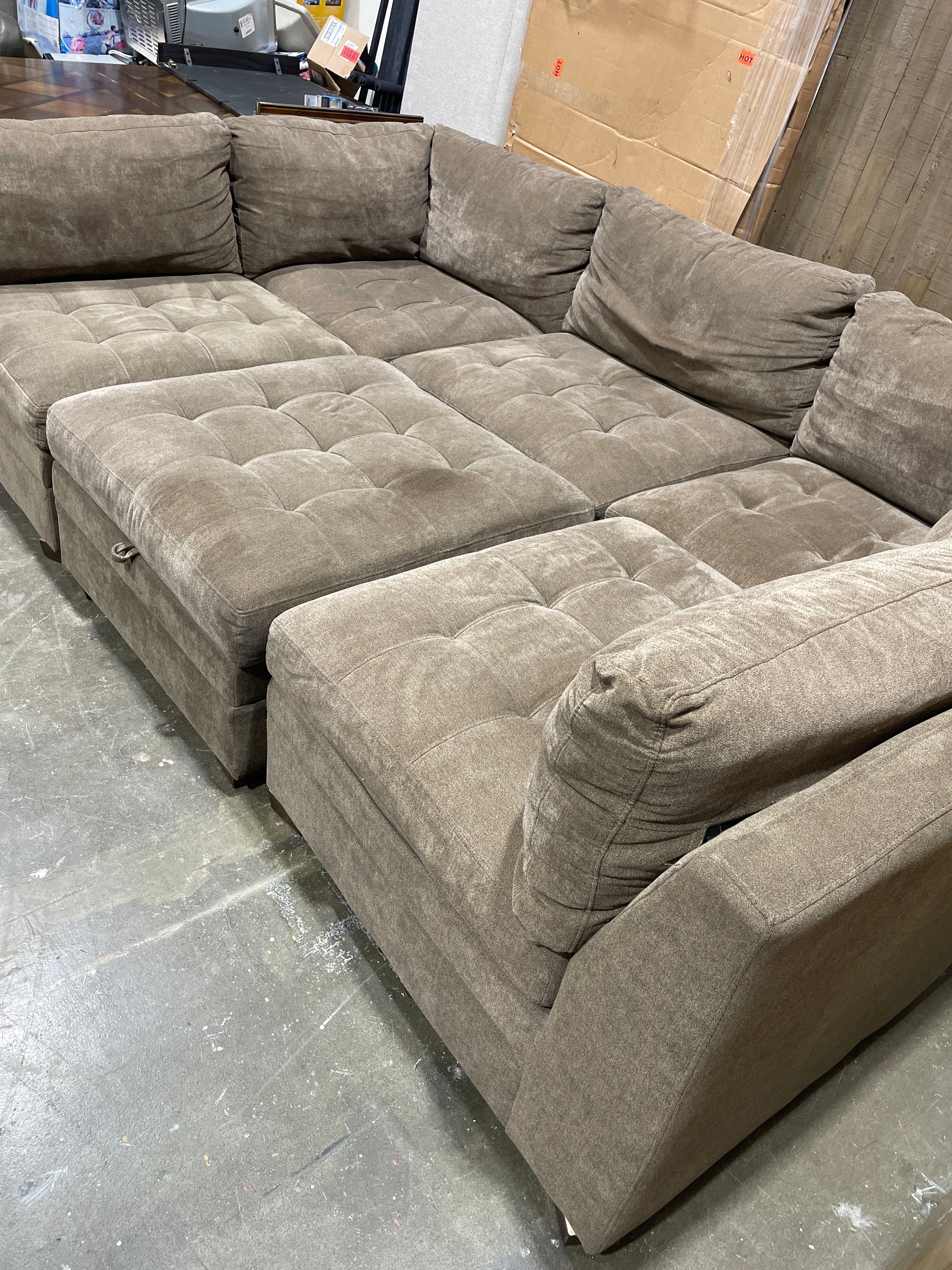 Thomasville Tisdale Fabric Sectional with Storage Ottoman - Brown - Image 2