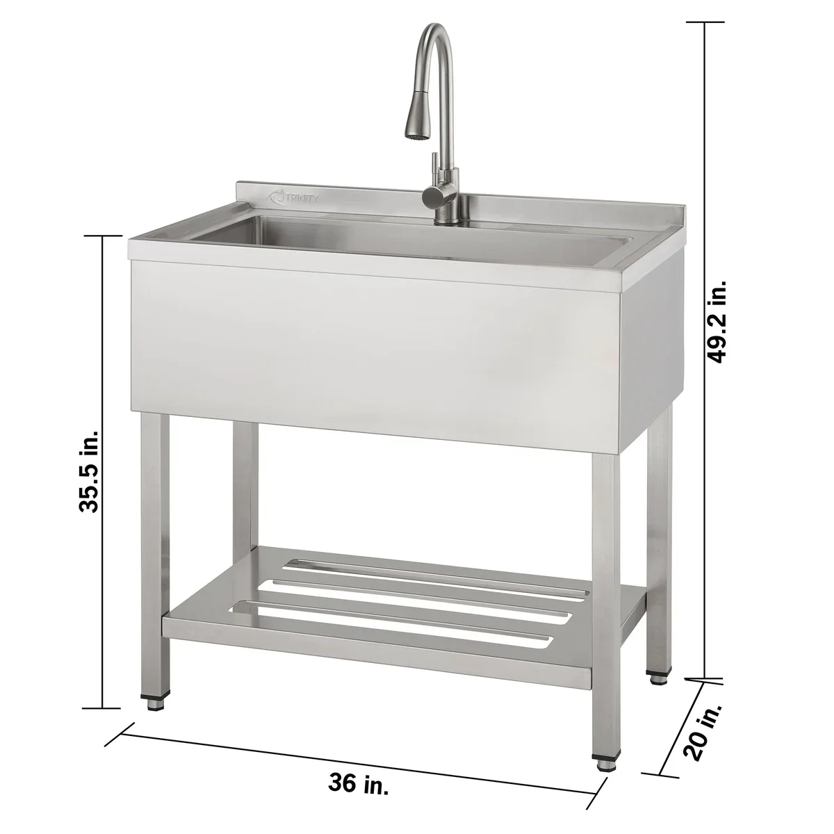 TRINITY 30in x 14in Basin Stainless Steel Utility Sink with Pull-down Faucet - Retail $359 - Image 6