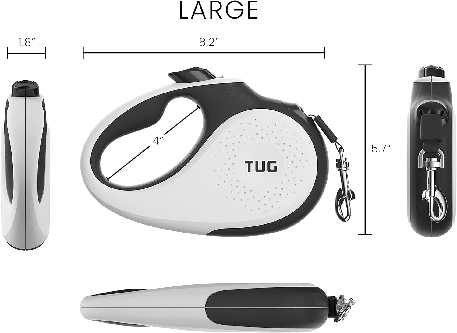 TUG 360° Tangle-Free Retractable Dog Leash | 16 ft Strong Nylon Tape | One-Handed Brake, Pause, Lock - Image 2
