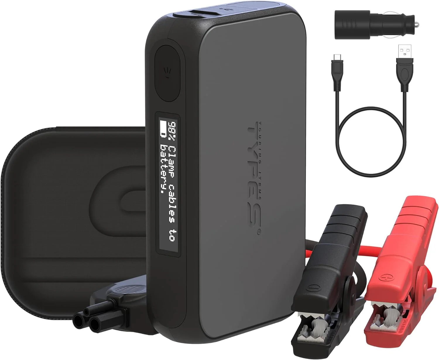Type S Dynamic D10 1000A Portable Battery Car Jump Starter with Power Bank, 12V 6L Gas 3L Diesel, LCD Display, Battery Jump Box, 8000mAh, LED Flashlight, IP64 Splash-Proof, USB-C & USB-A, UL Listed - Retail $80