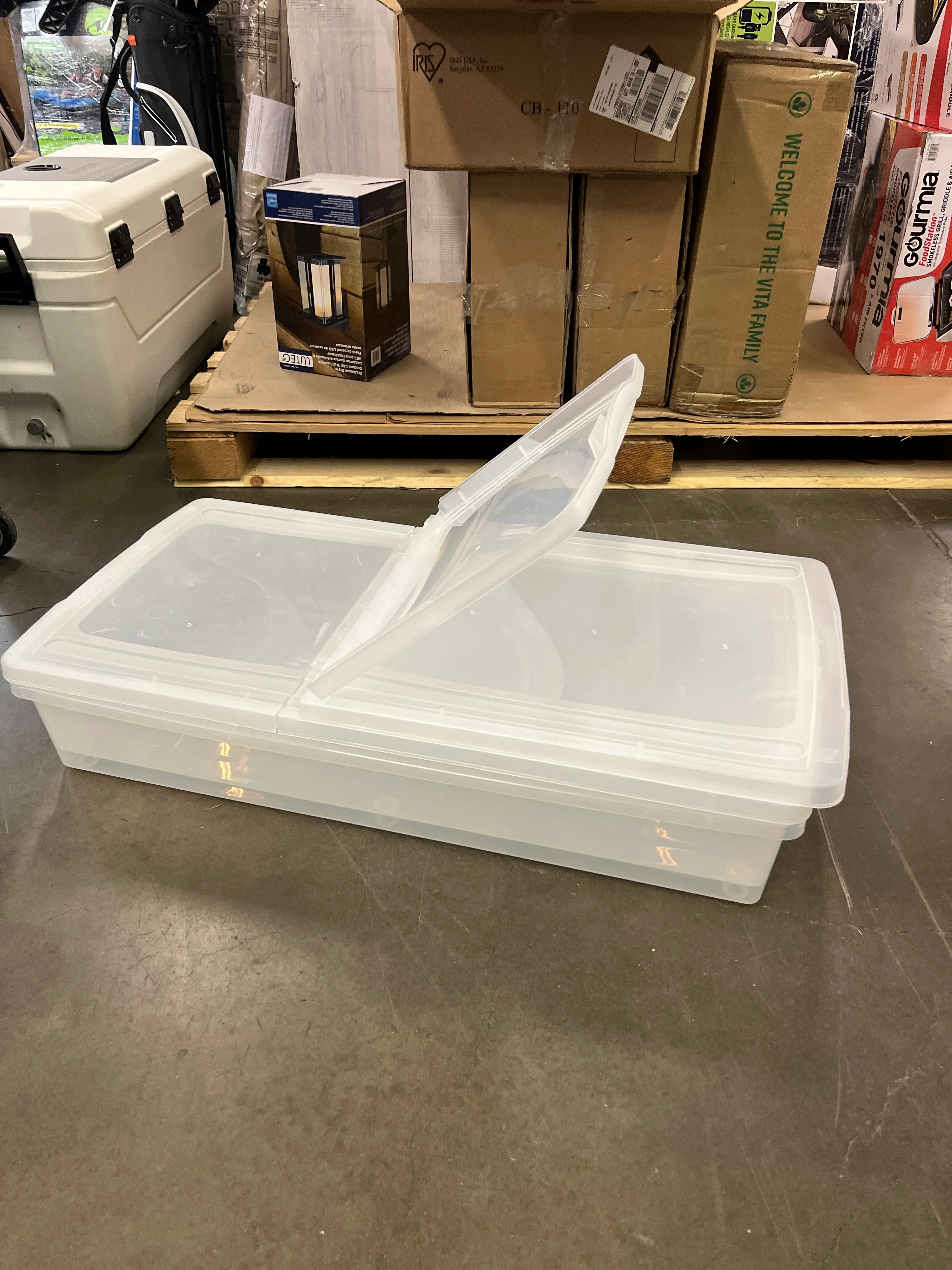 NEW - 2 Pack - IRIS 58 Quart Split-Lid Underbed Box, Clear - Retail $49 - Image 2