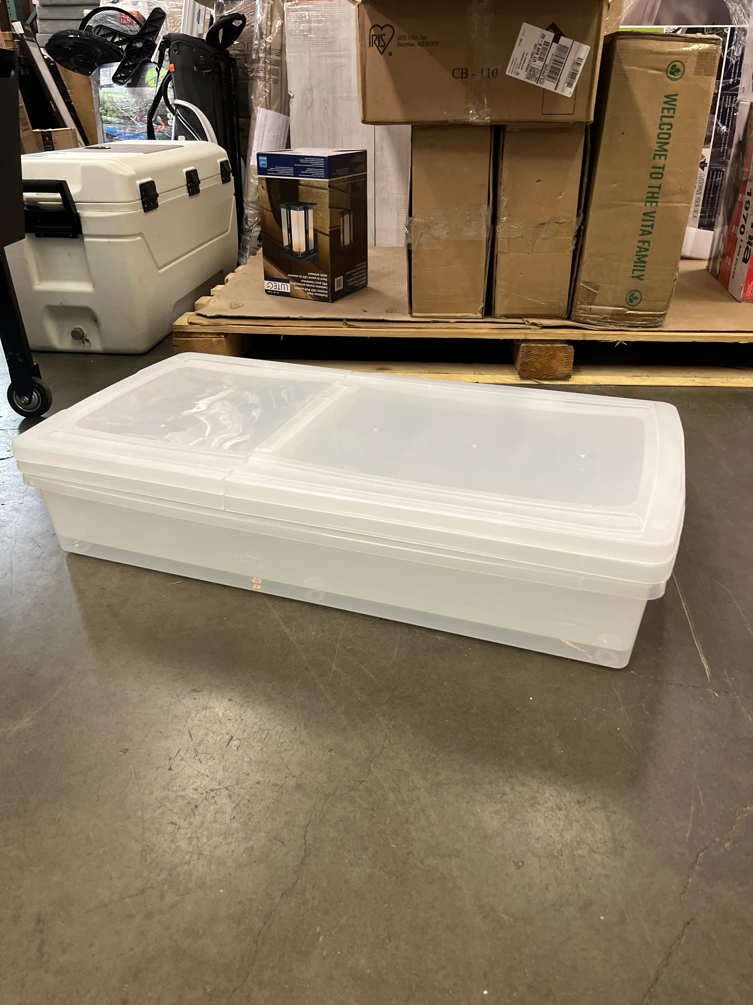 NEW - 2 Pack - IRIS 58 Quart Split-Lid Underbed Box, Clear - Retail $49 - Image 3
