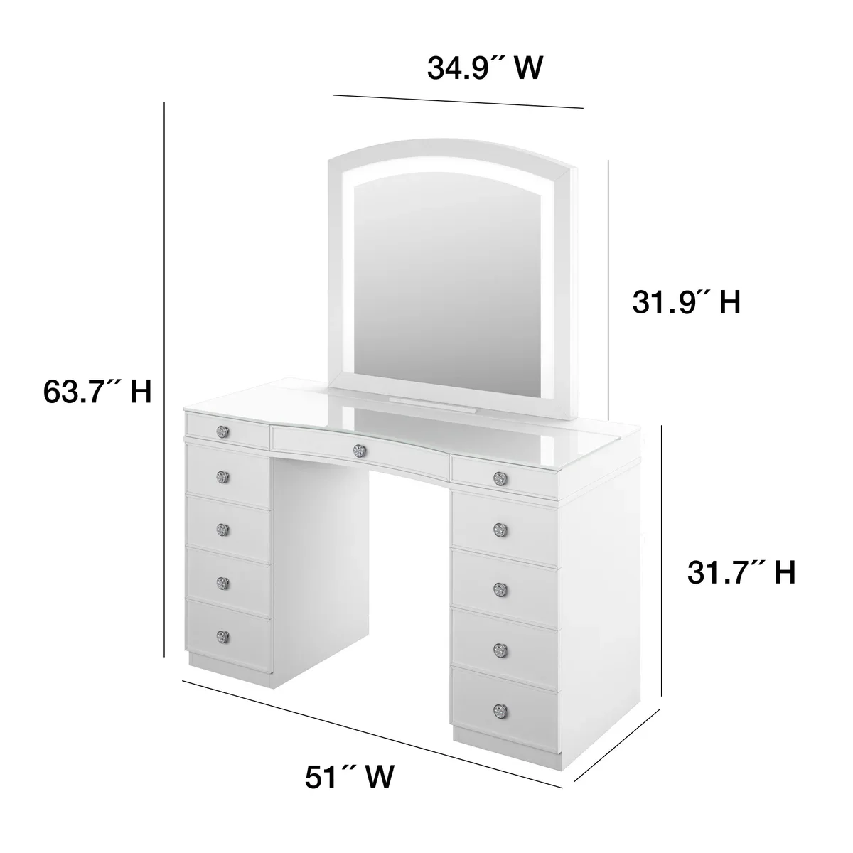 NEW - [no mirror] Tresanti Heidi Double Pedestal Vanity Table - Image 2