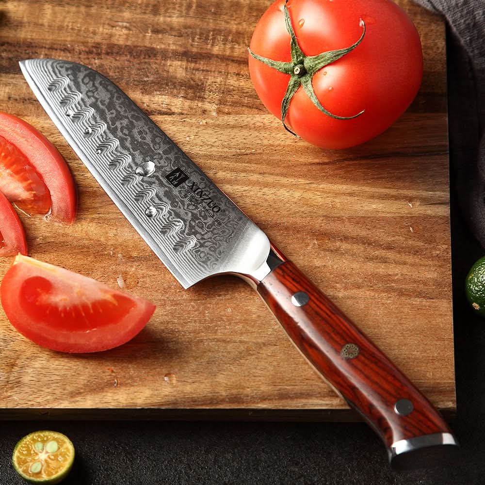 XINZUO YU Series 5 Inch Santoku Damascas Steel Knife